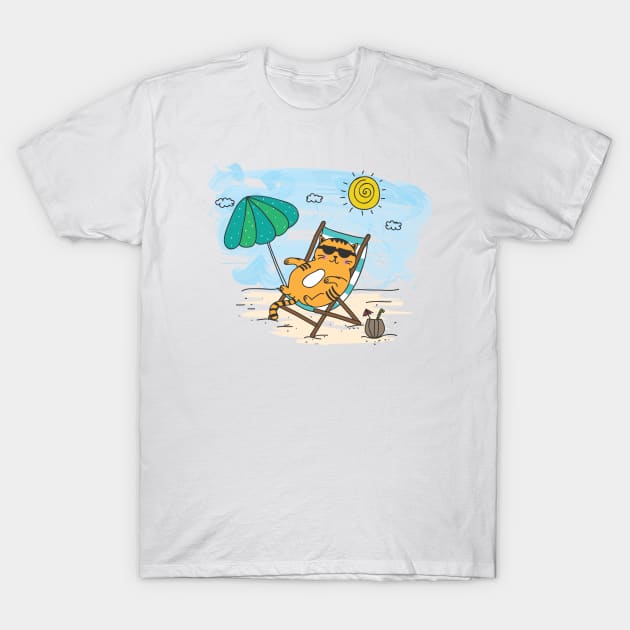 Beach Cat T-Shirt by AmazingArtMandi